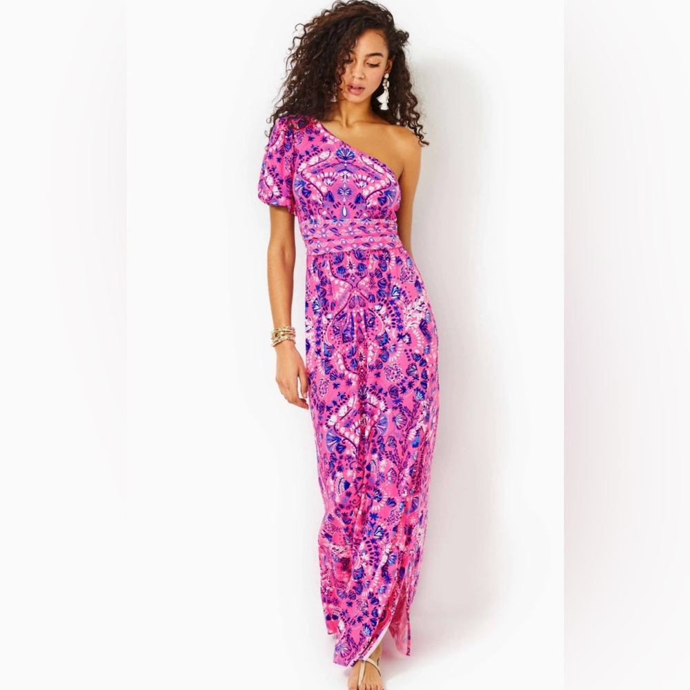 Lilly Pulitzer NWT XL Solana One-Shoulder Maxi